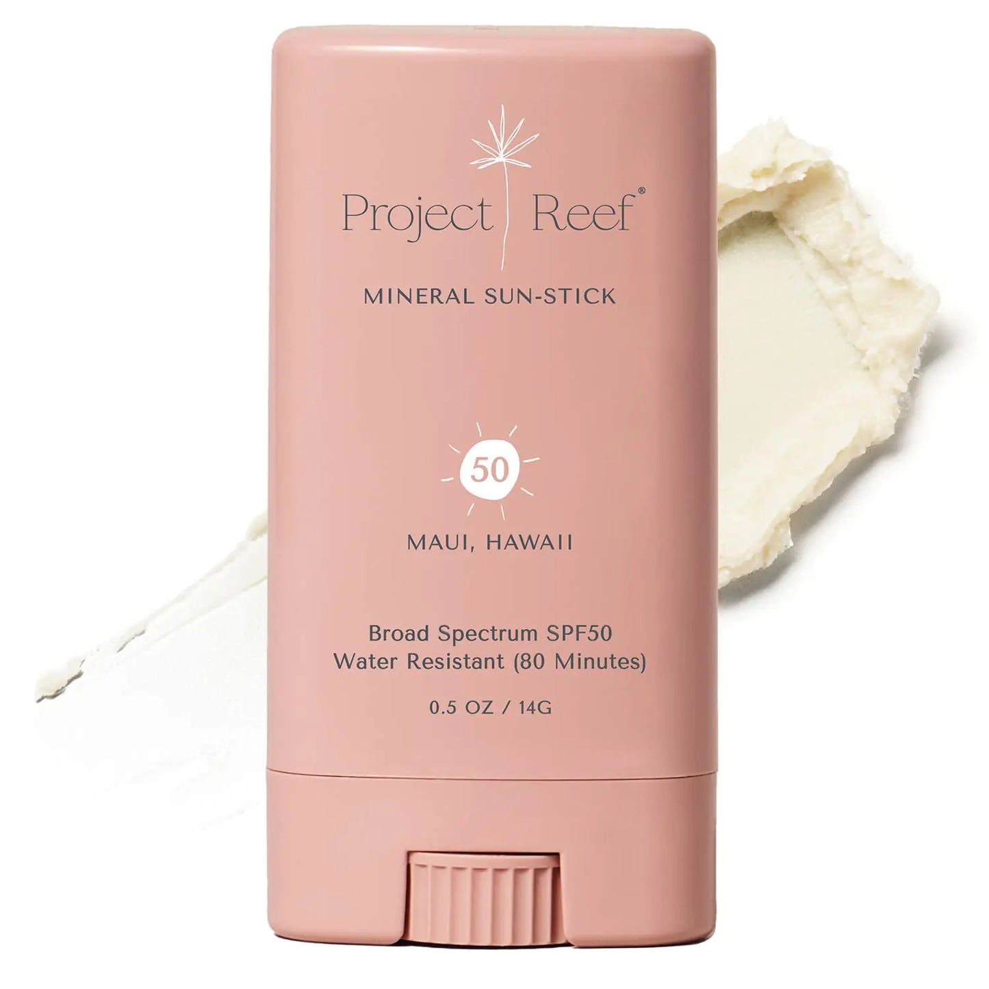 Project Reef SPF 50 Sheer Mineral Sunscreen Stick - Vegan Reef Safe Non-Nano Zinc Face Sunblock Stick No White Residue Ideal for Travel & Kids