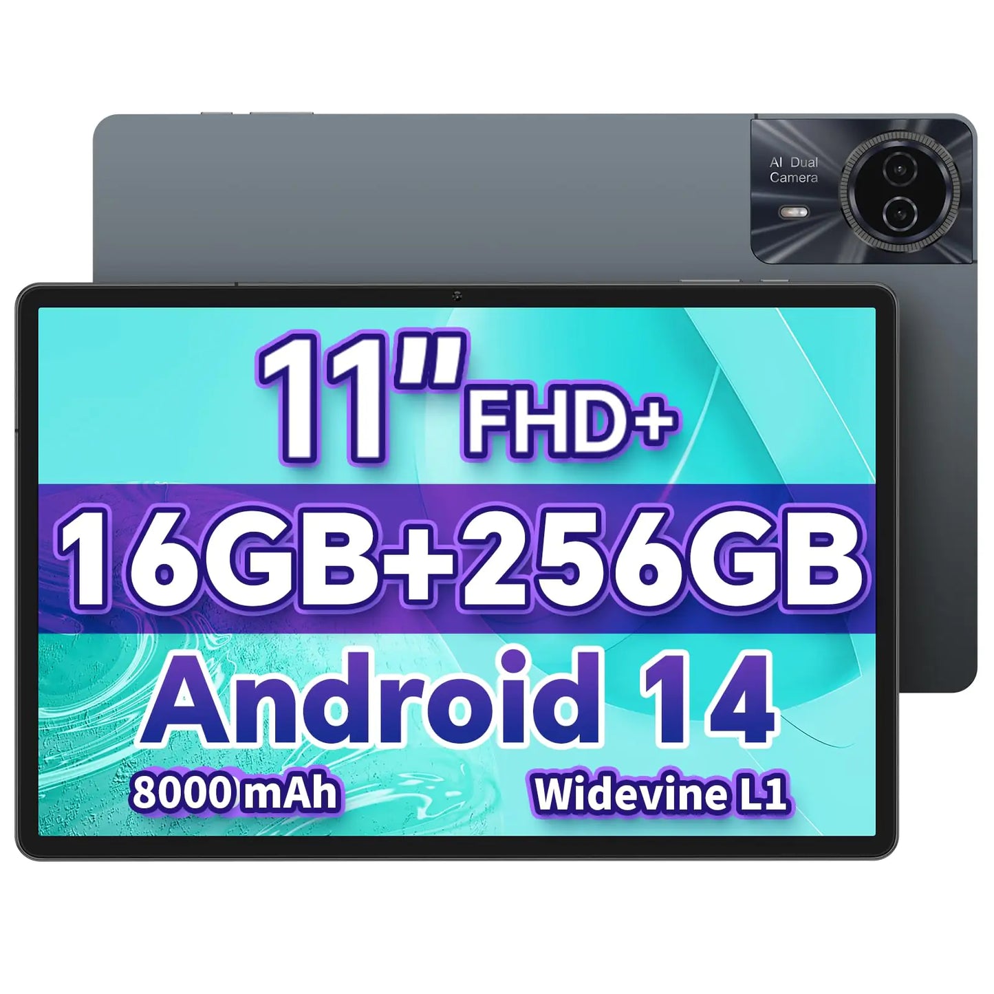 ODEA Tablet 11 Inch Android 14 Tablets S11 Tablet 16GB + 256GB(Expand to 1TB) 1920x1200 FHD+ 8 Core CPU T606 Widevine L1 5G WiFi 8000mAh 13MP+5MP GPS
